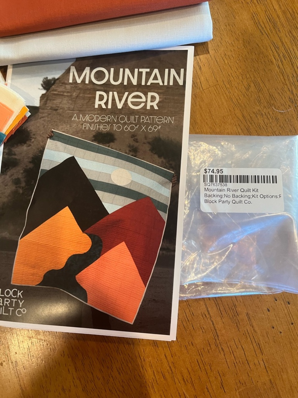 Mountain River Quilt Pattern - Bold Orange, Red, Black, Blue